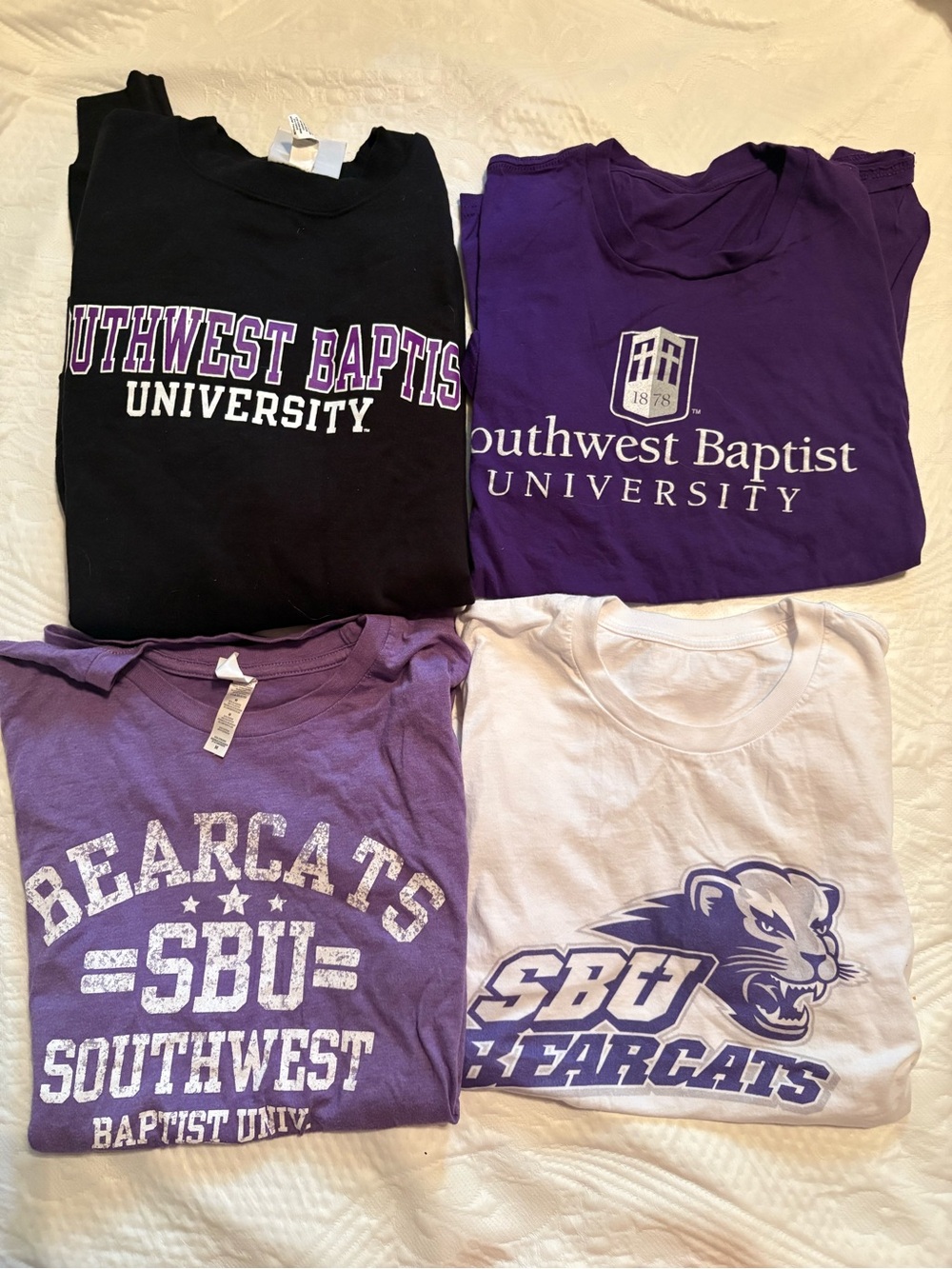 Southwest Baptist University Bundle Lot of 4 SBU Bearcats Sweatshirt Shirts S/M